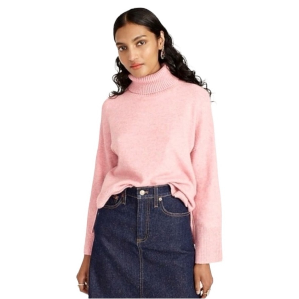 J Crew Supersoft Yarn Pink Turtleneck Sweater Wool Alpaca BD143 XS